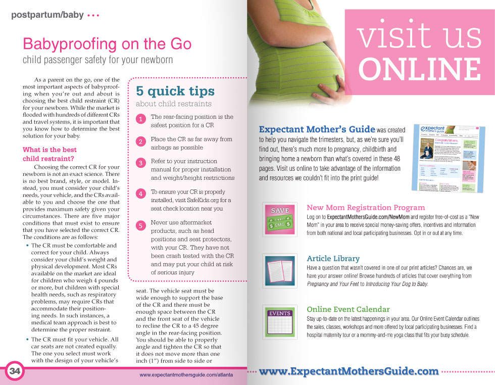 Expectant Mother's Guide Layout and Branded Advertisement