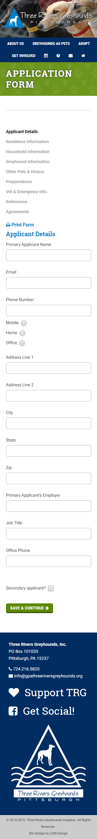 Adoption form using local storage to save sessions